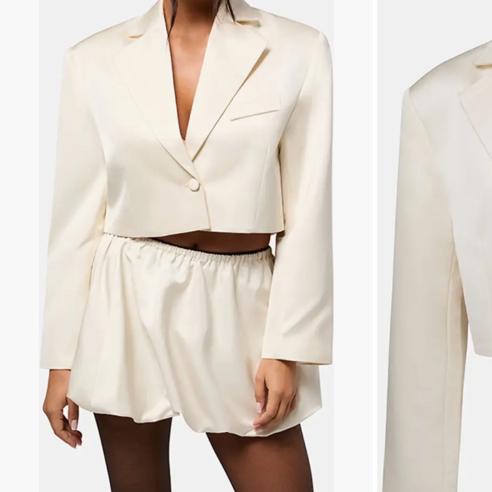 WeWoreWhat Ivory satin cropped blazer - new with tags, never worn